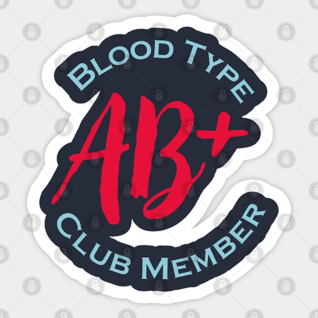 Blood type AB Plus club member - Red letters Sticker by Czajnikolandia